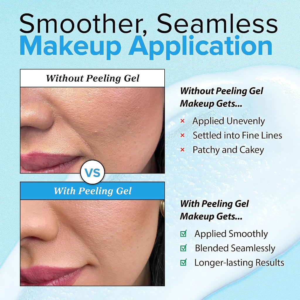 Brightening Peeling Gel with Cellulose, Rice, Papaya, HA, Cica | Gentle Exfoliating Gel Peel for Face and Body, Deep