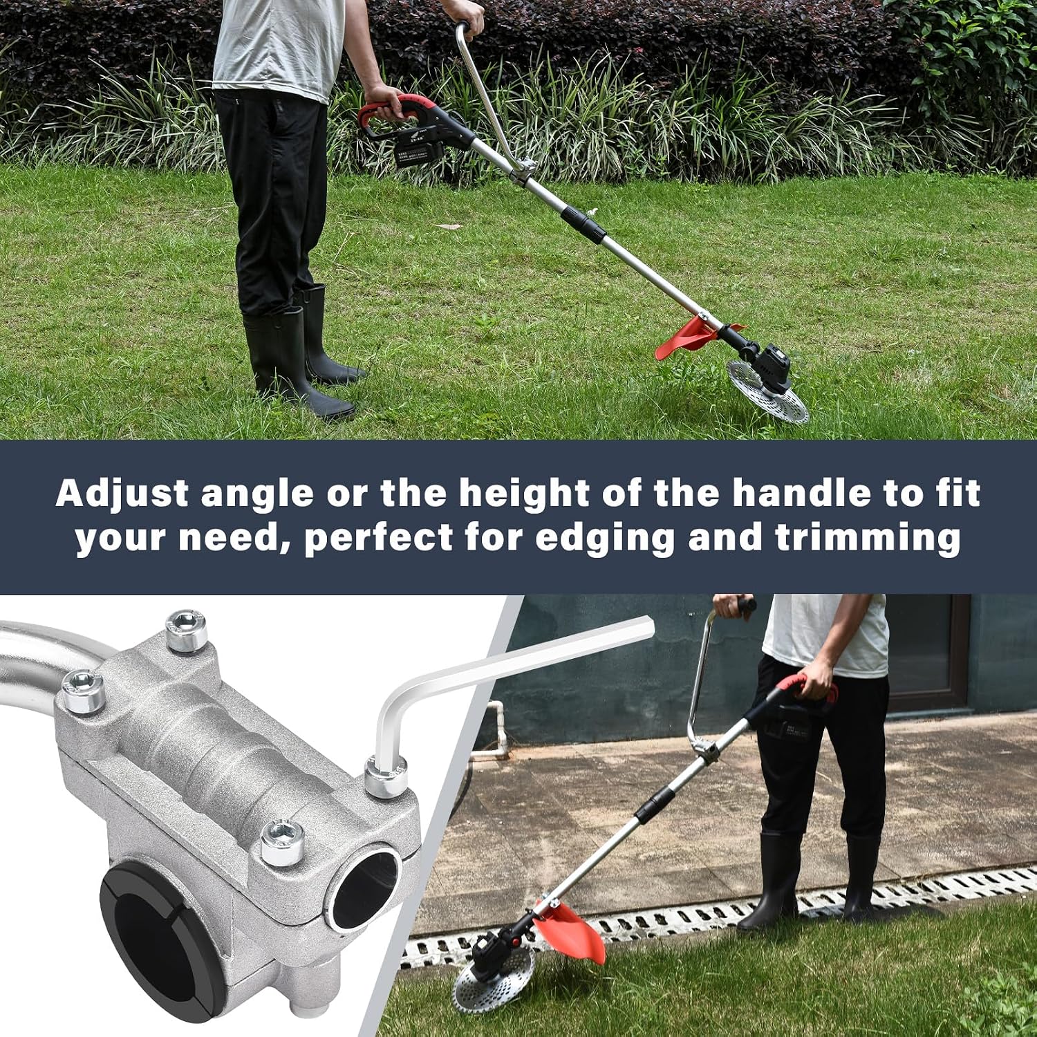 Ergonomic Trimmer Grip, String Trimmers Handle with Shoulder Strap Harness, Weed Eater Handle Extension with Bracket