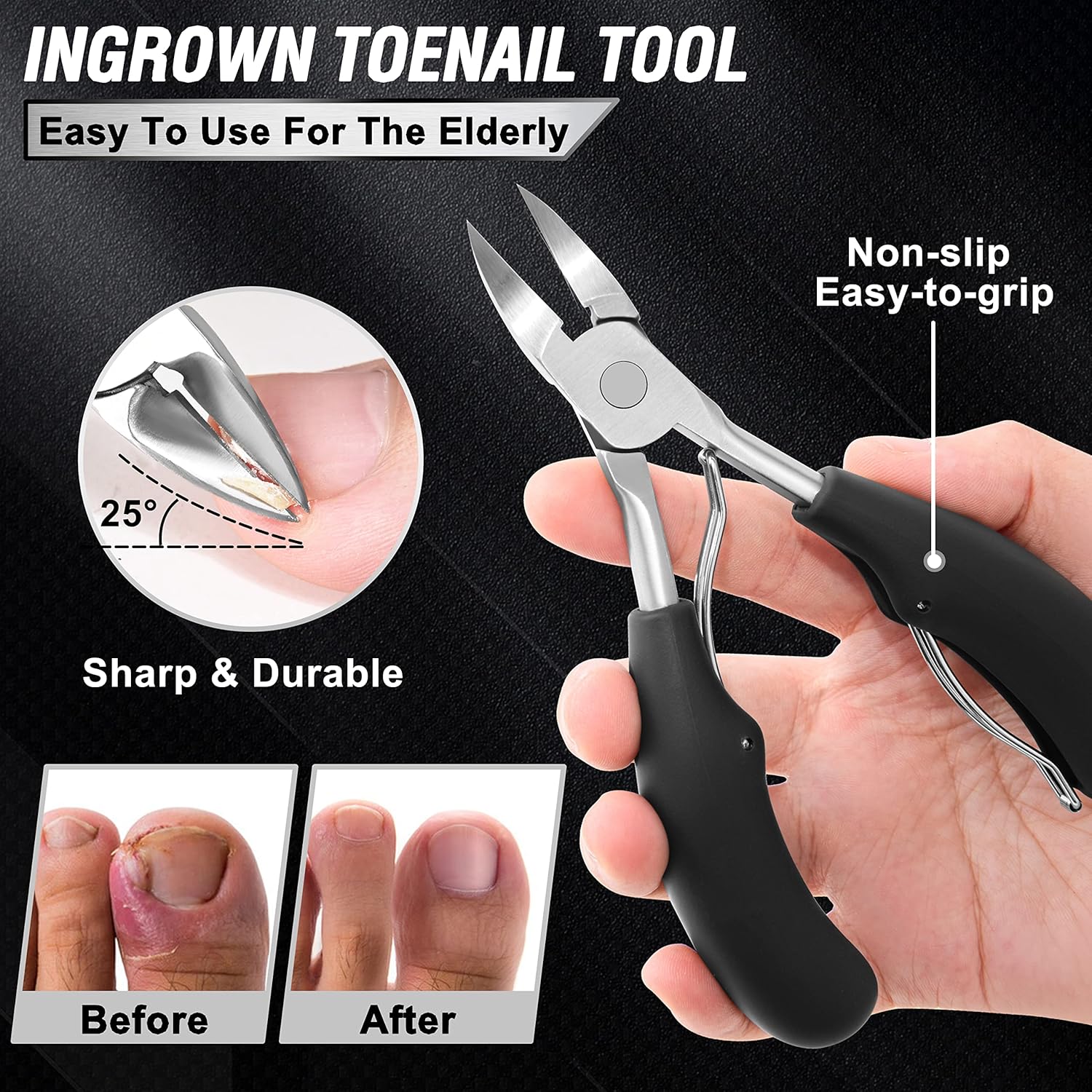 Toenail Clippers for Seniors Thick Toenails, Aucurwen Heavy Duty Toe Nail Clippers Adult Thick Nails Long Handle