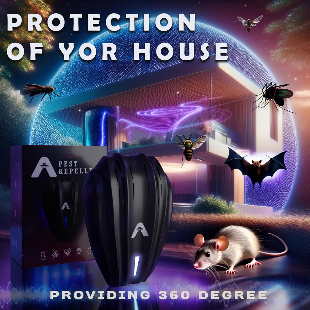 AI Chip Indoor & Outdoor Ultrasonic Pest Repeller Plug-in, Electronic Rodent & Insect Control Device for Mice, Rats