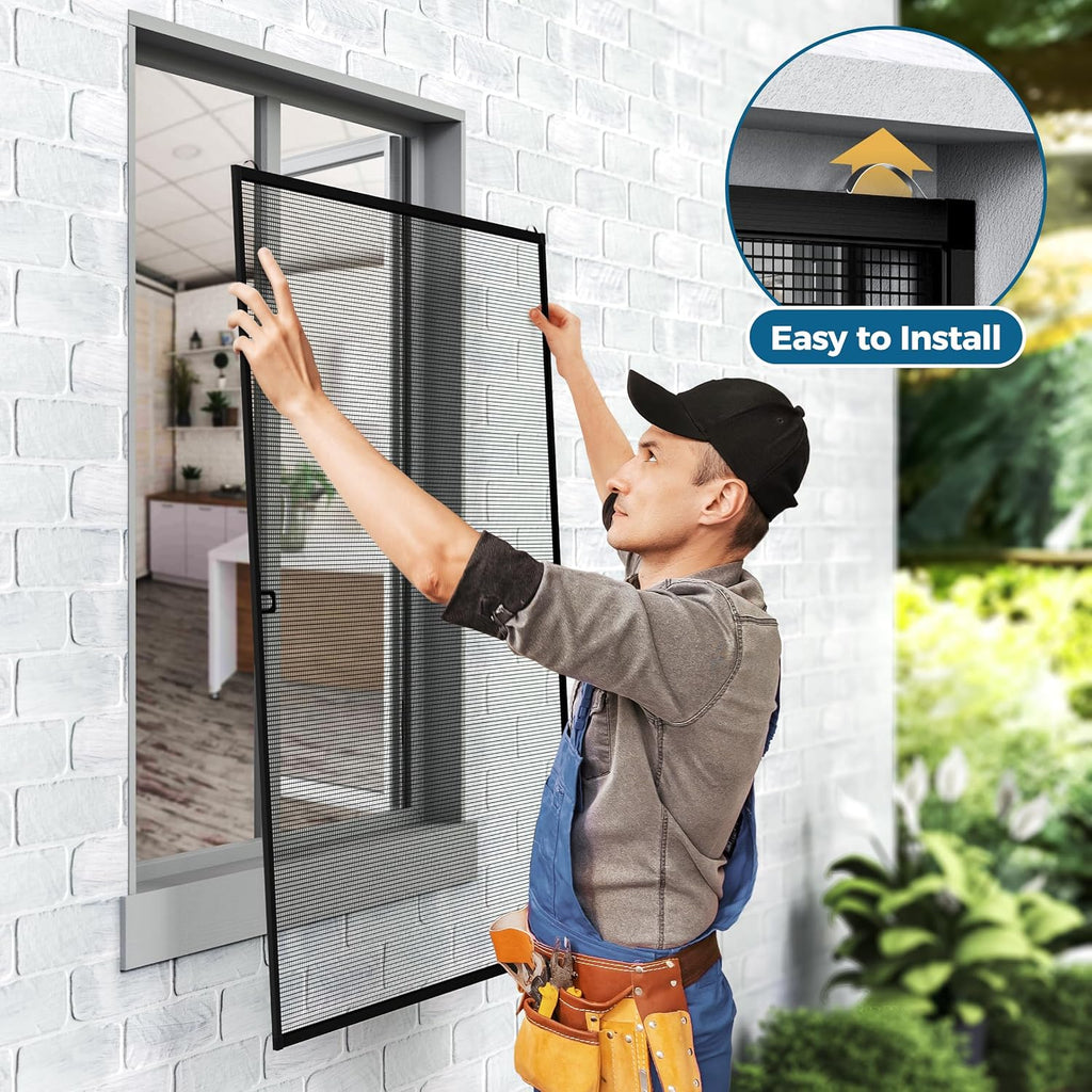 DIY Aluminum Window Screen Frame Kit, 4 Sets, 46 in, Black