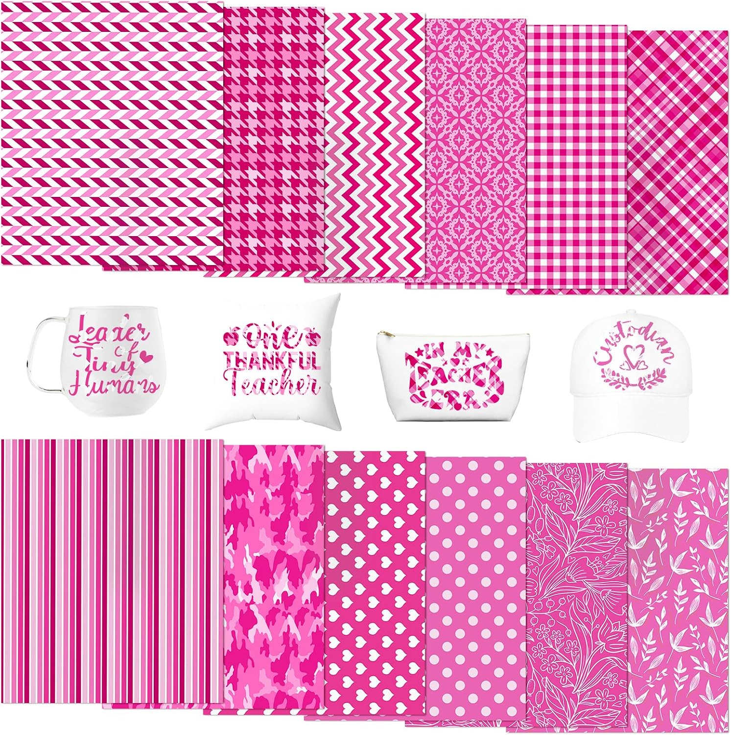 Pink Plaid Sublimation Ink Transfer Paper 12 Sheets 12"x10" | Colored sublimation transfer sheets,works with iron &