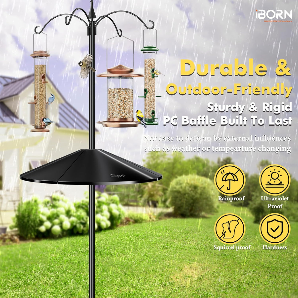 Squirrel Baffle for Bird Feeder Pole, 19.6” Oversized Squirrel Guard Defender, Bird Feeder for Outdoors Protector