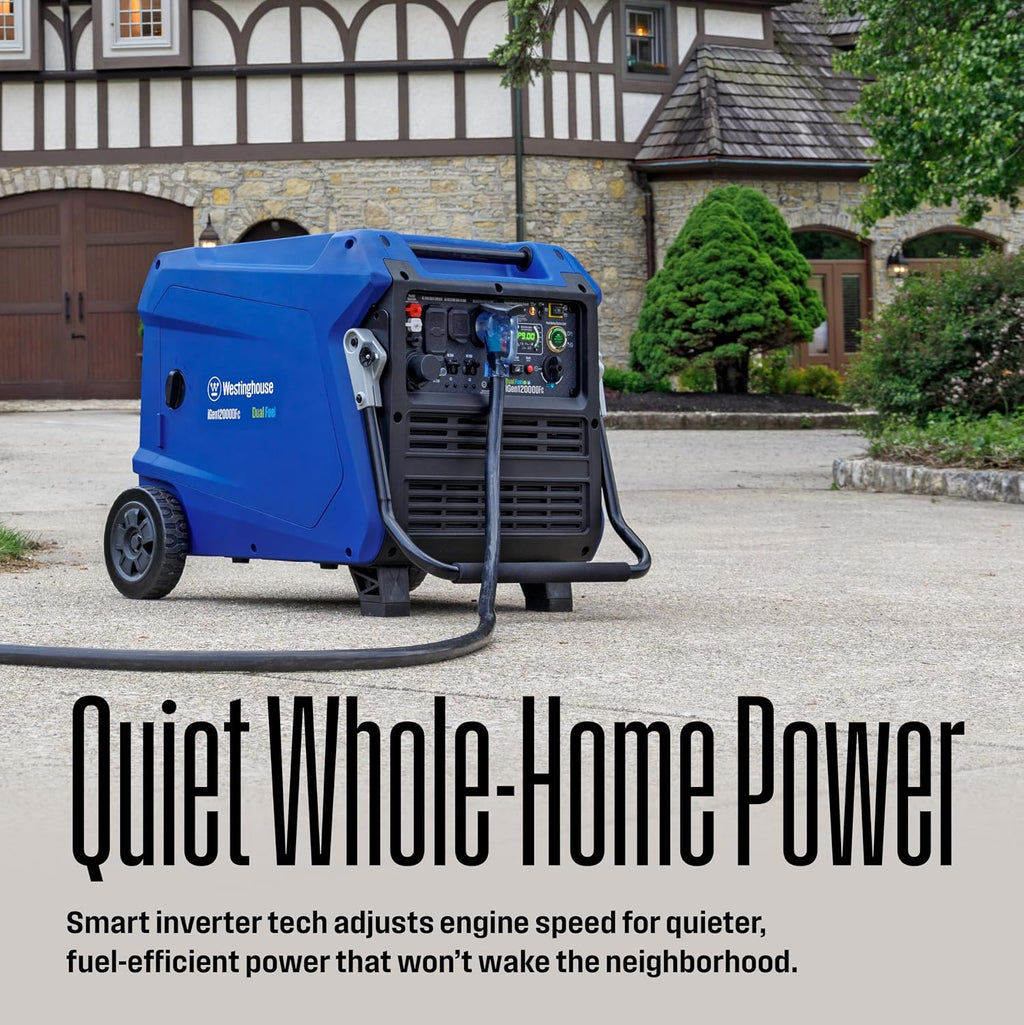 12000 Peak Watt Dual Fuel Portable Inverter Generator, Remote Electric Start, Transfer Switch Ready, Gas and Propane