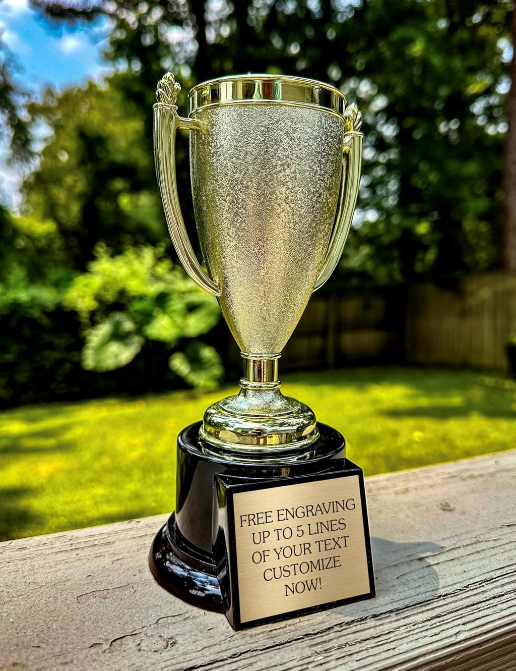 Personalized Trophy Cup with Custom Engraved Plate – 7.5" Gold Award Cup Trophy – Custom Engraving for Team Awards