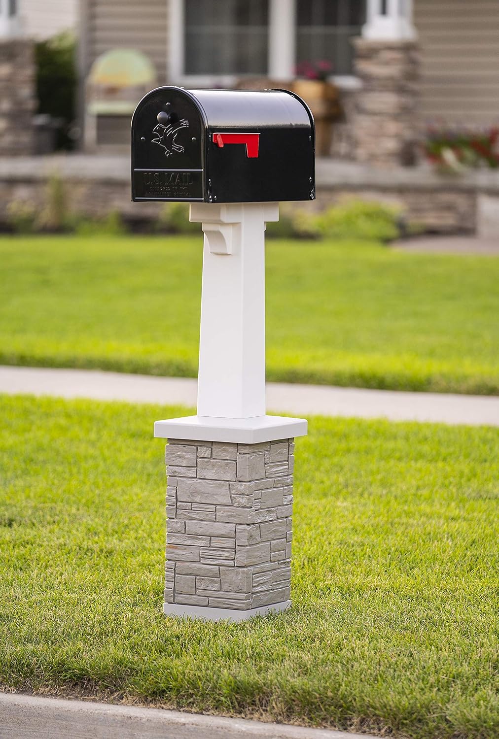 Premium Mailbox Post Set Pedestal Classic White