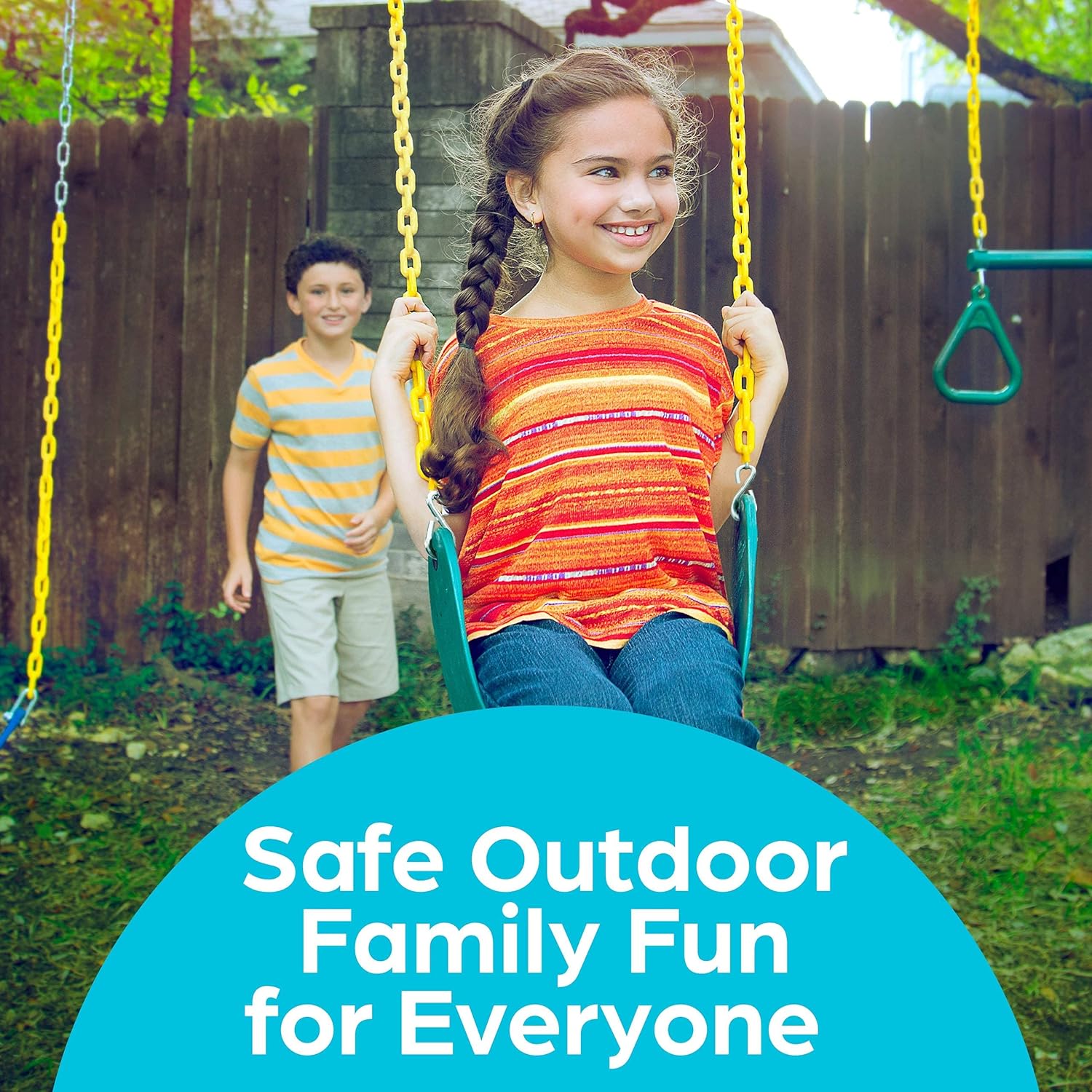 Swing for Outdoor Swing Set - Swing Seat Replacement Kit with Heavy Duty Chains - Backyard Swingset Playground