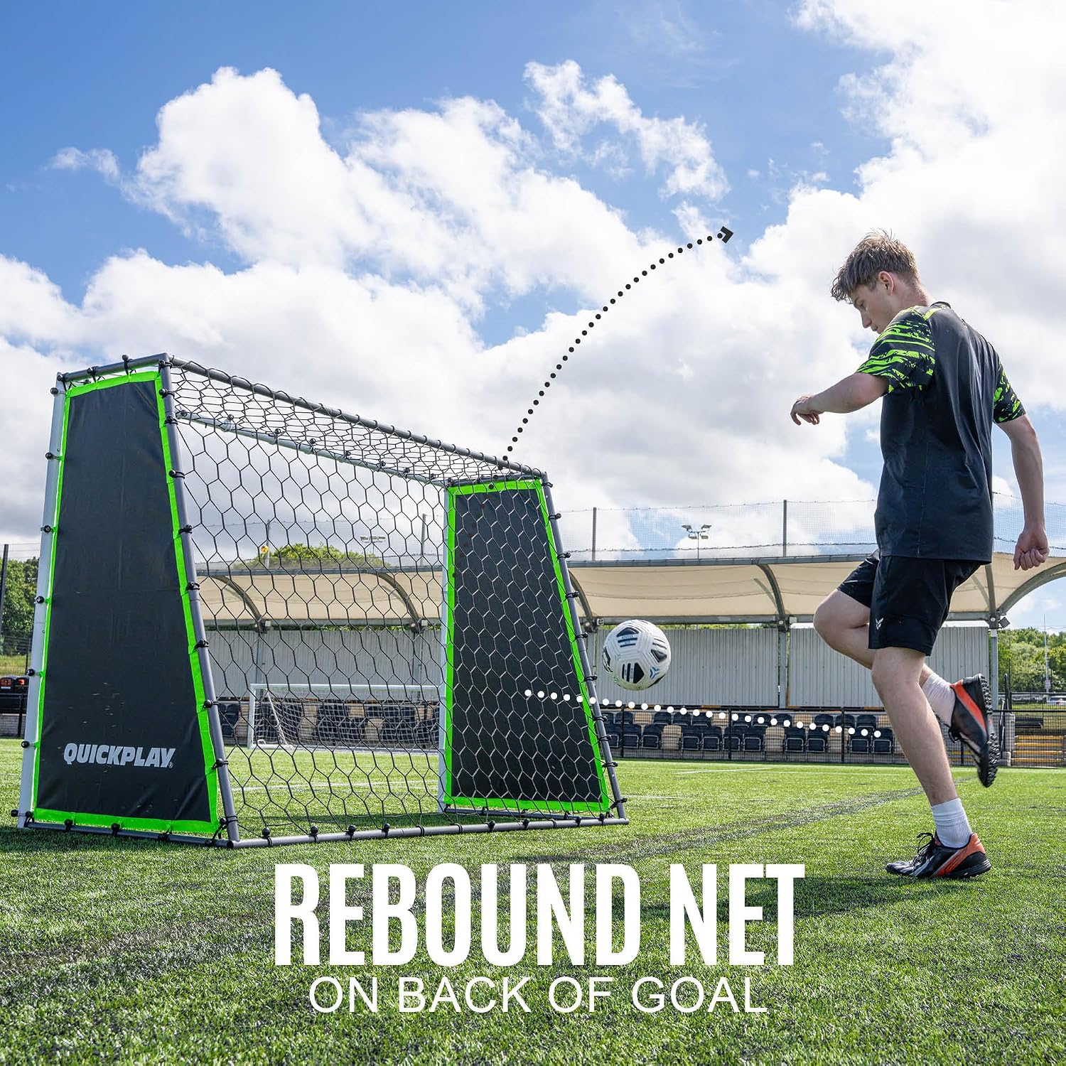 GS Trainer 3-in-1 Soccer Goal and Rebounder for Solo Training | 3 in 1 goal, rebounder & passing wall, Galvanized