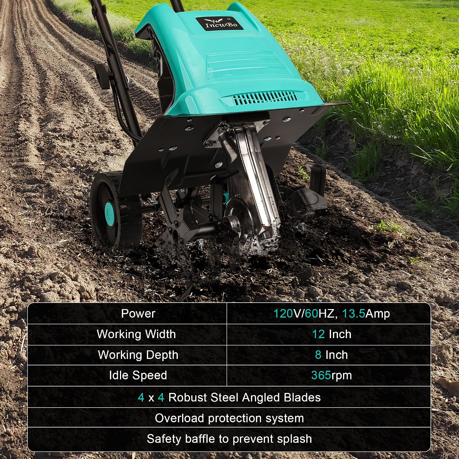 12'' 13.5AMP Corded Electric Garden Roto Tiller Cultivator Powerful | Electric front tine tiller lightweight, Metal