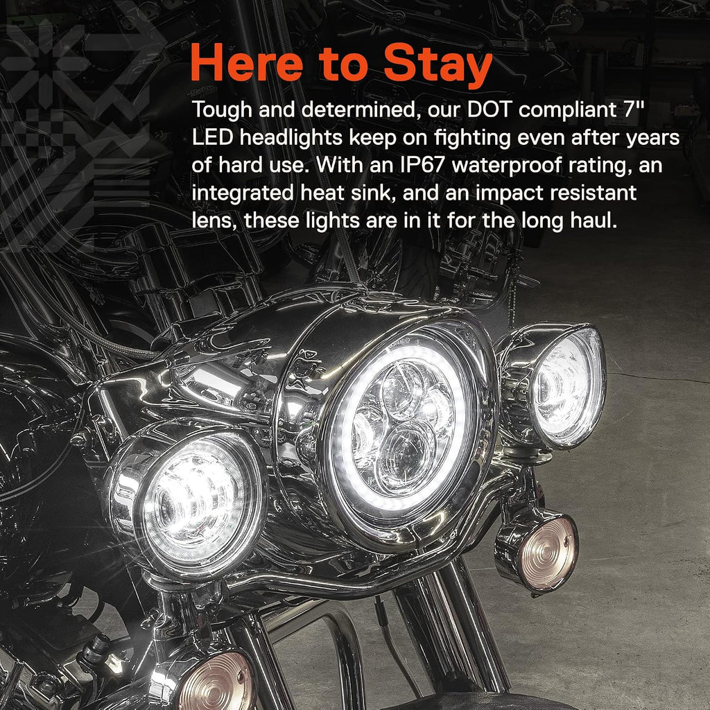 TRUE MODS 7 Inch Halo LED Headlight 4.5" Passing Light for Harley Davidson