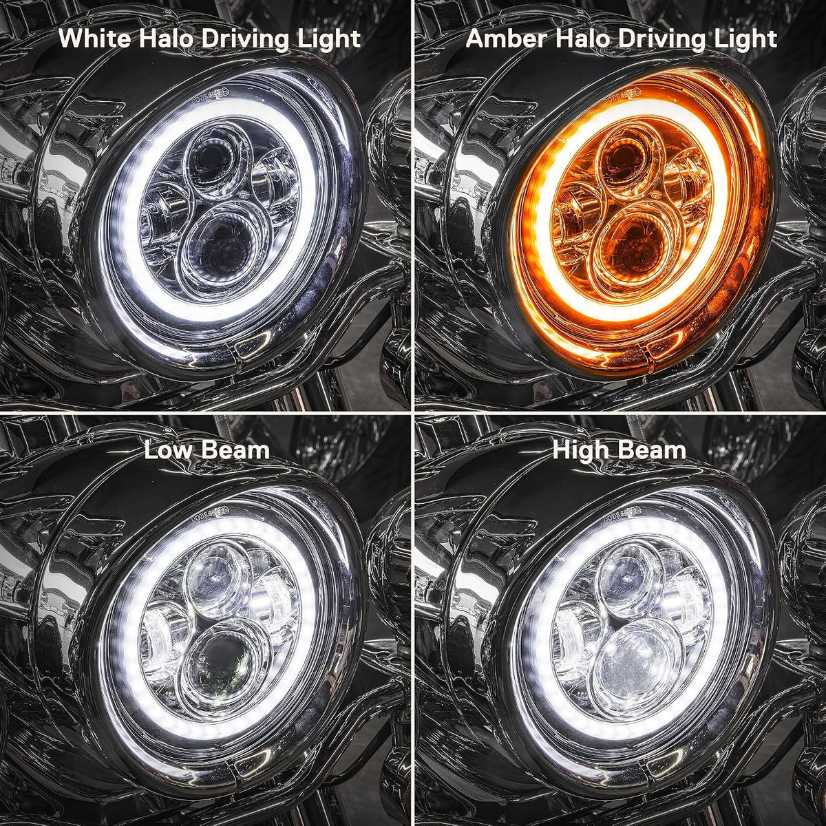 TRUE MODS 7 Inch Halo LED Headlight 4.5" Passing Light for Harley Davidson
