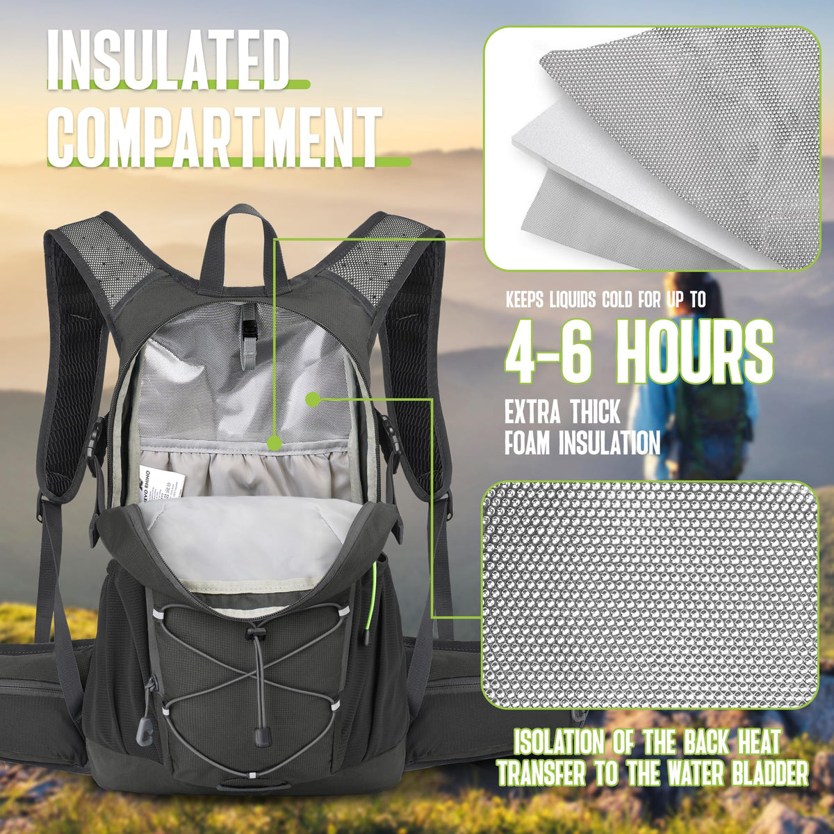 Hydration Backpack, 18L Hiking Backpack with 3L Water Bladder