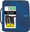 Zipper Binder, 2 Inch 3-Ring Binder with Round Rings, 5-Tab Expanding File, 380 Sheet Capacity, Cobalt Blue (72534)