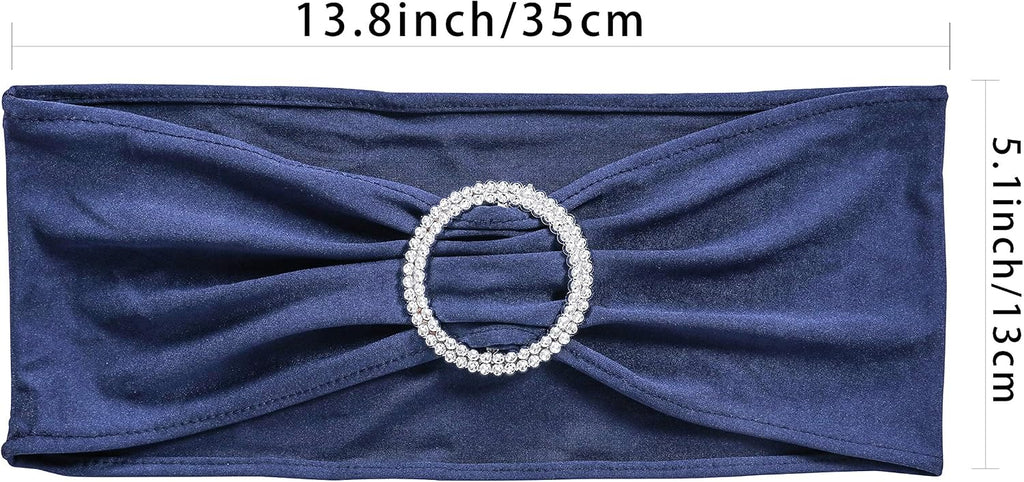 50 PCS Spandex Stretch Chair Sashes Bows for Wedding Reception- Universal Elastic Chair Cover Bands with Buckle