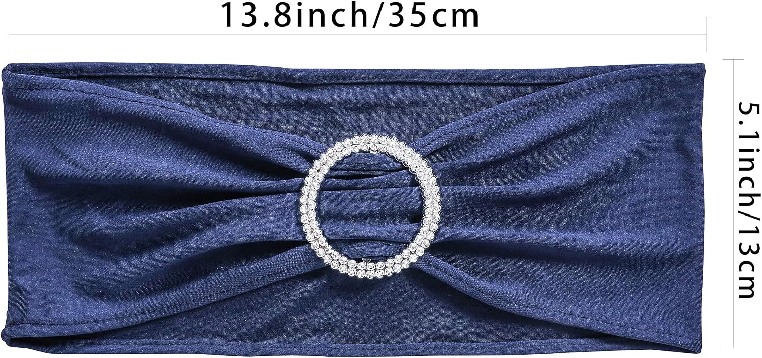 50 PCS Spandex Stretch Chair Sashes Bows for Wedding Reception- Universal Elastic Chair Cover Bands with Buckle