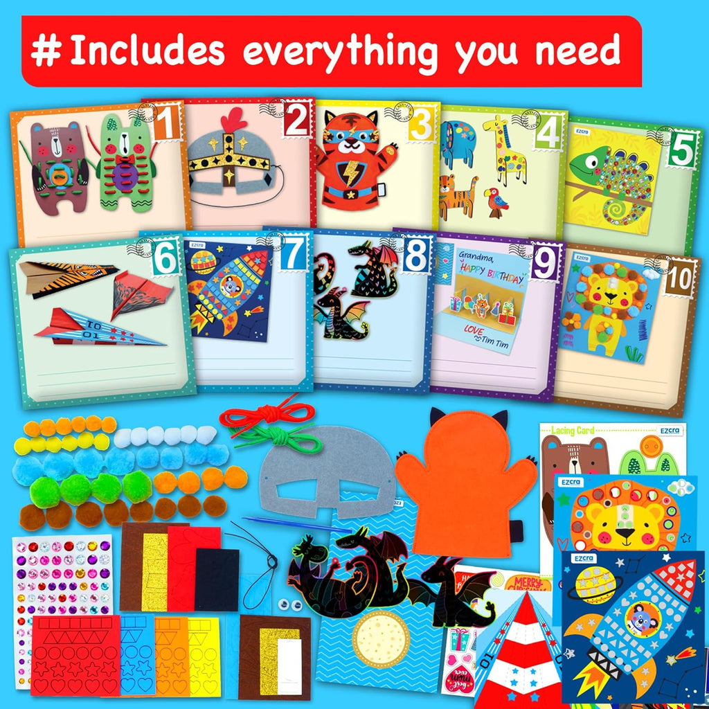 Craft Kits for Kids Ages 4-8 - 21 Projects in 1 Craft Box for Kids - All Inclusive No Mess Arts and Crafts Kit