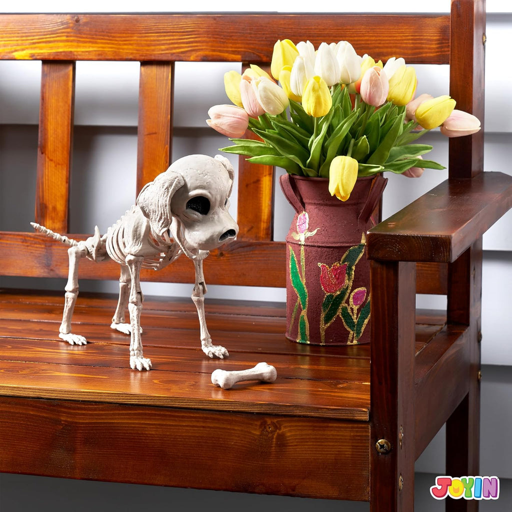 Posable Halloween Dog Skeleton Full Body Posable Joints Realistic Skeleton Puppy with Movable Joints for Halloween