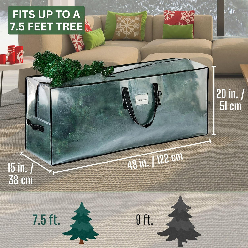 2 Pack Clear Christmas Tree Storage Bag - Fits 7.5 Ft Artificial Trees, Heavy Duty Large Bags with Zipper, Durable