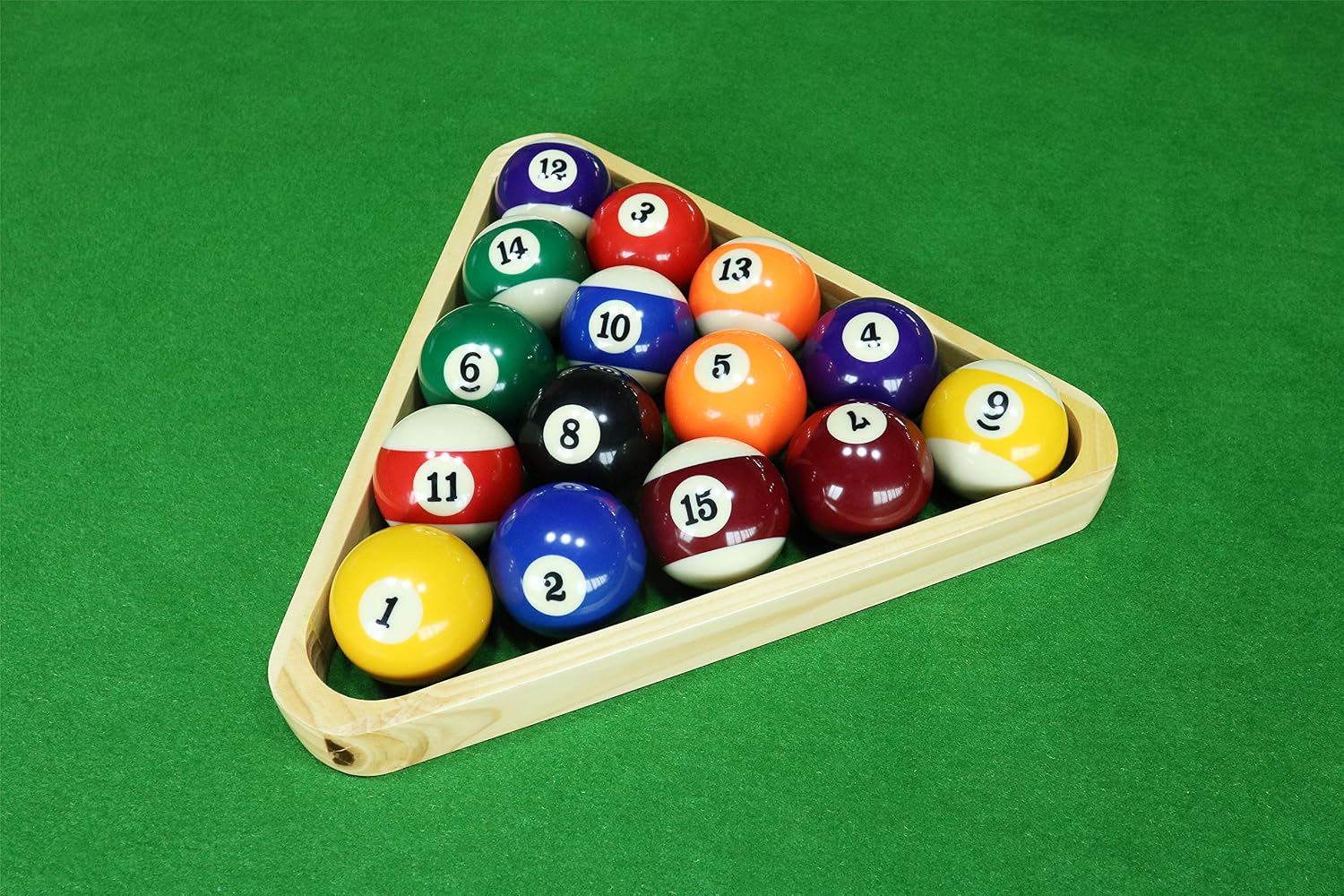 Billiard Balls Set Pool Table Triangle Ball Rack 9 Ball Diamond | Wood 5 Cue Chalks 2 Spot Stickers Accessories Pool