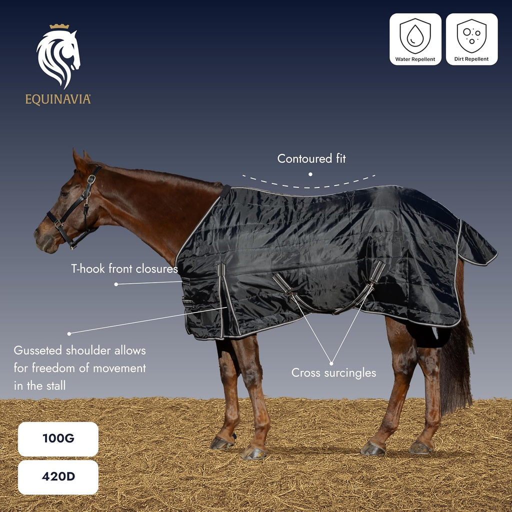Norse Gusseted Stable Blanket 100g - Black - 81 in