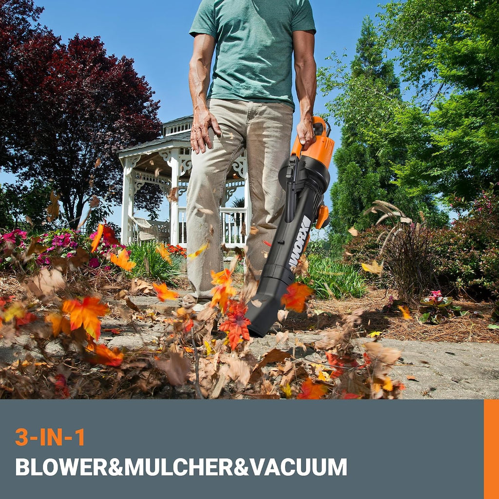 Trivac 3-in-1 Electric Leaf Blower/Leaf Vacuum/Leaf Mulcher, WG509 | 350CFM & 210MPH Airflow, 18:1 Mulch Ratio for