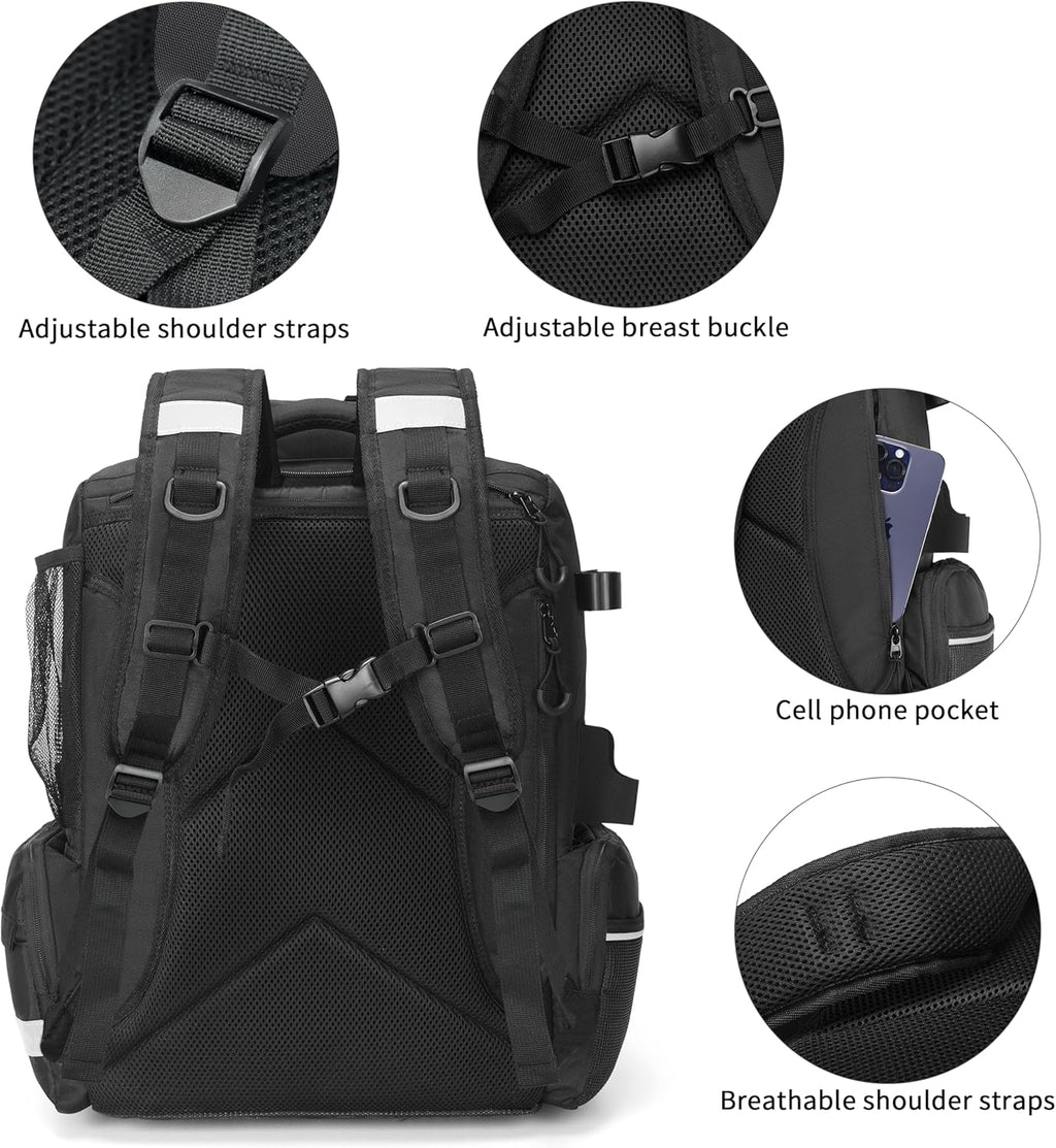 Fishing Tackle Backpack, 45L Storage Waterproof Travel Bag Store Fishing Gear with Insulated Top Pocket