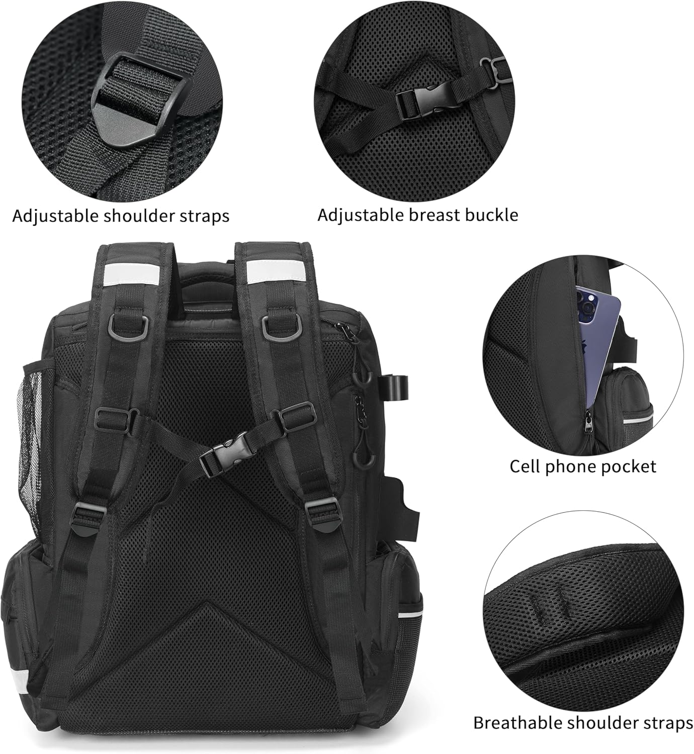 Fishing Tackle Backpack, 45L Storage Waterproof Travel Bag Store Fishing Gear with Insulated Top Pocket