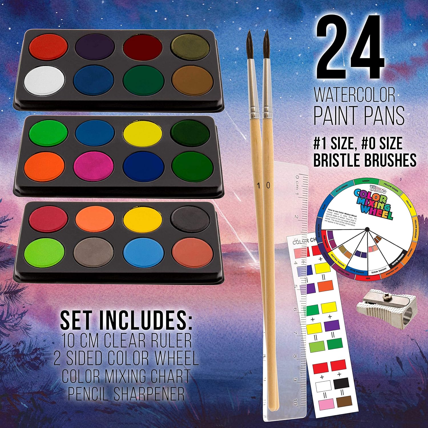 162-Piece Mega Wood Box Artist Kit with Painting, Drawing & Art Supplies for Adults - 24 Each (Watercolors, Oil