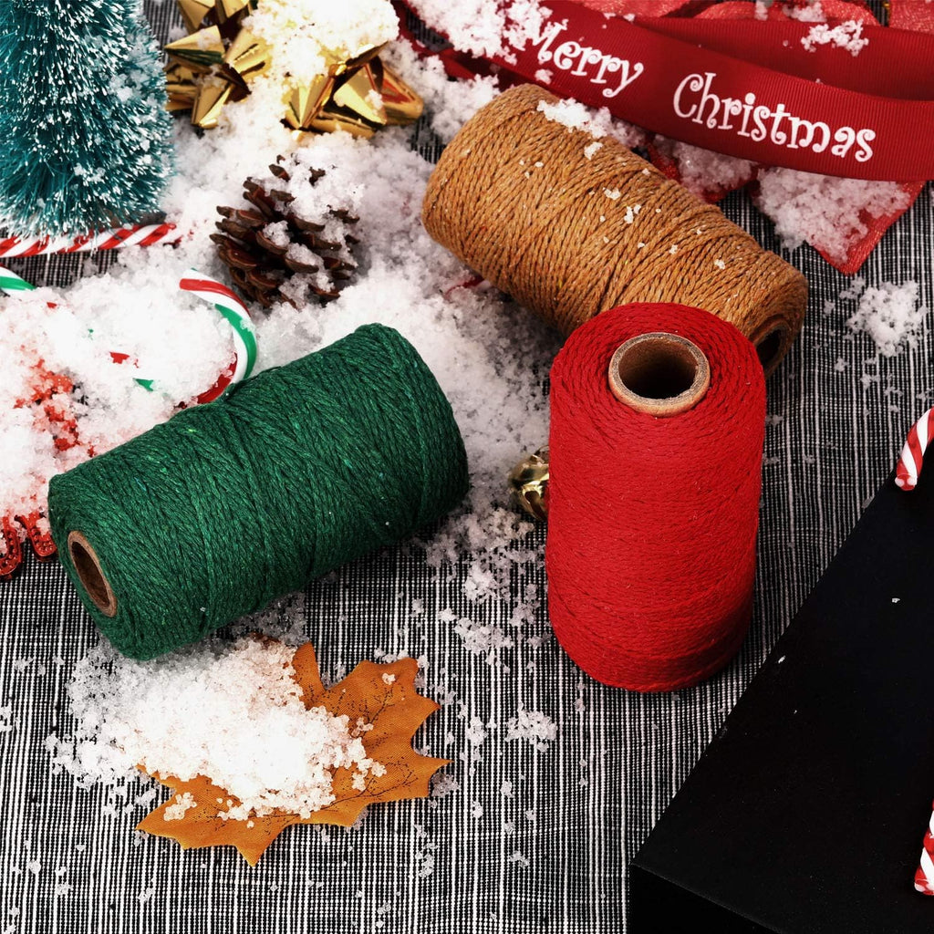 984 Feet Christmas Twine String for Crafts Bakers Cotton Twine Decorative Jute Metallic Gift Wrapping Rope Cord for