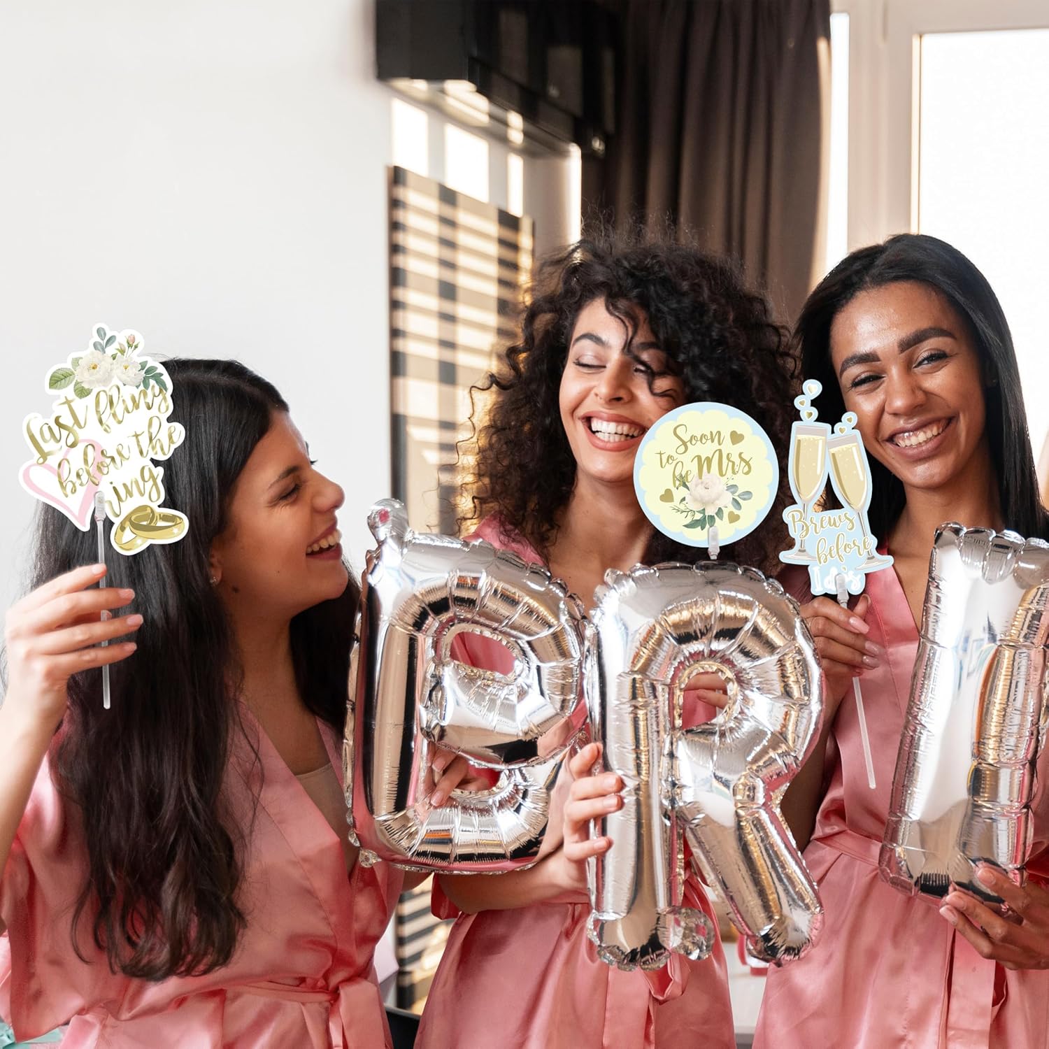 Bridal Shower Photo Props Bachelorette Photo Booth Props Pastel and Gold Party Accessories Hen Do Engagement Proposal