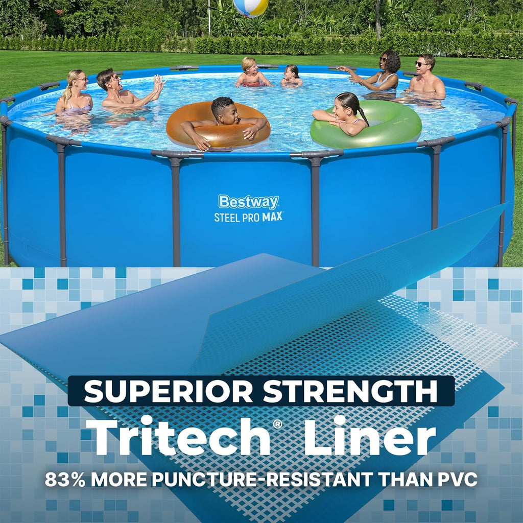 Steel Pro MAX 15’ x 48" Above Ground Pool, Round Metal Frame Outdoor Swimming Pool for Backyard, Blue, POOL ONLY