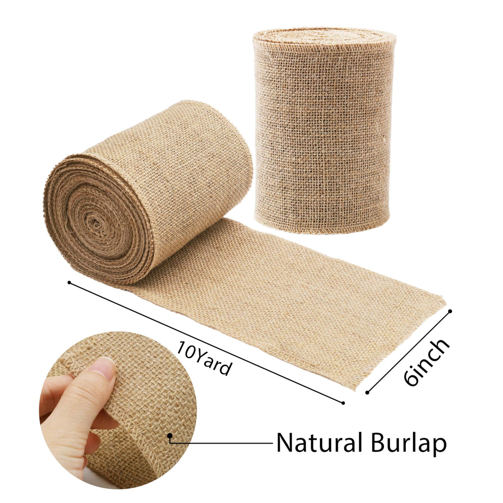 6 Inch Natural Burlap Ribbon 10 Yards