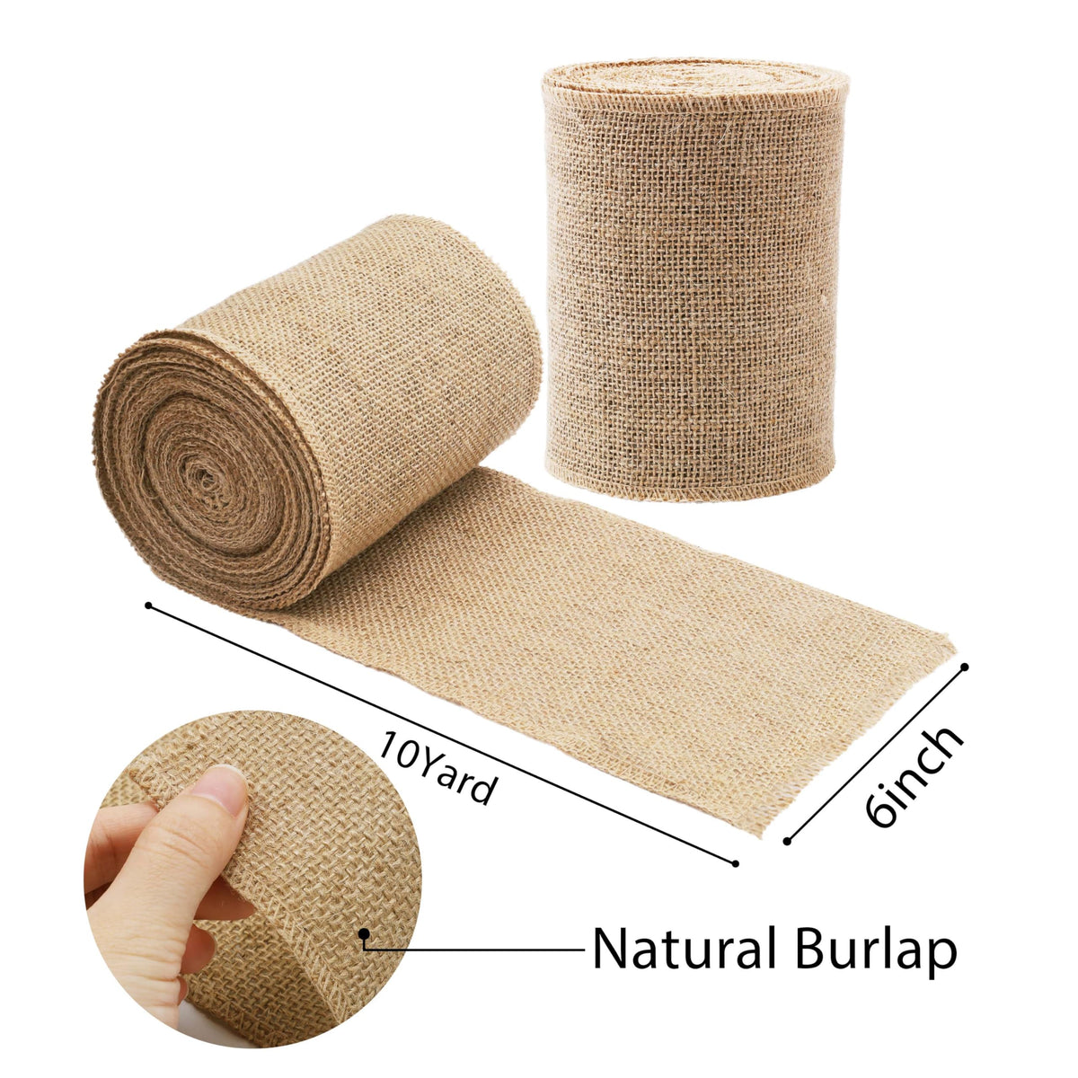 6 Inch Natural Burlap Ribbon 10 Yards