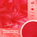 1 Yard Red Glitter Tulle, 60 Inch Silver Sequin Netting