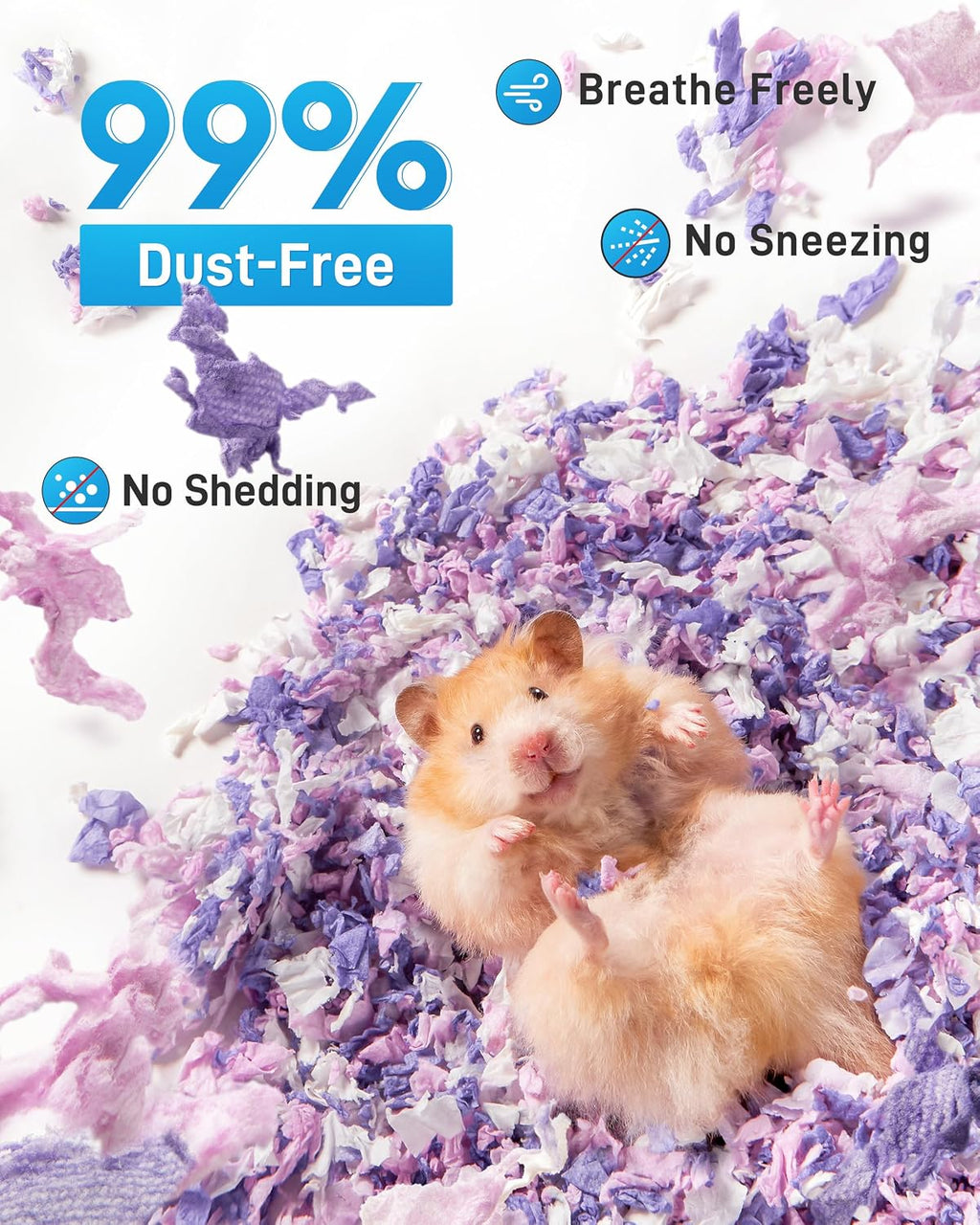 Hamster Bedding 15L, 99% Dust-Free Paper Bedding, Lavender | FSC-Certified Paper Bedding, Compactly Packed to Expand