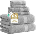 Towel Set for Bathroom 6 Piece Soft Absorbent Quick Dry - Grey | Towels And Washcloths Sets - Oversized & Roomy