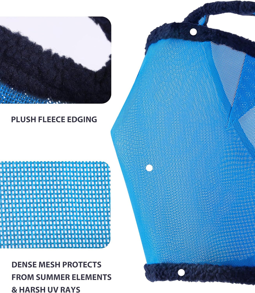 All Round Mesh Horse Fly Mask UV Protective with Fleece Padded Edging Sky Blue L