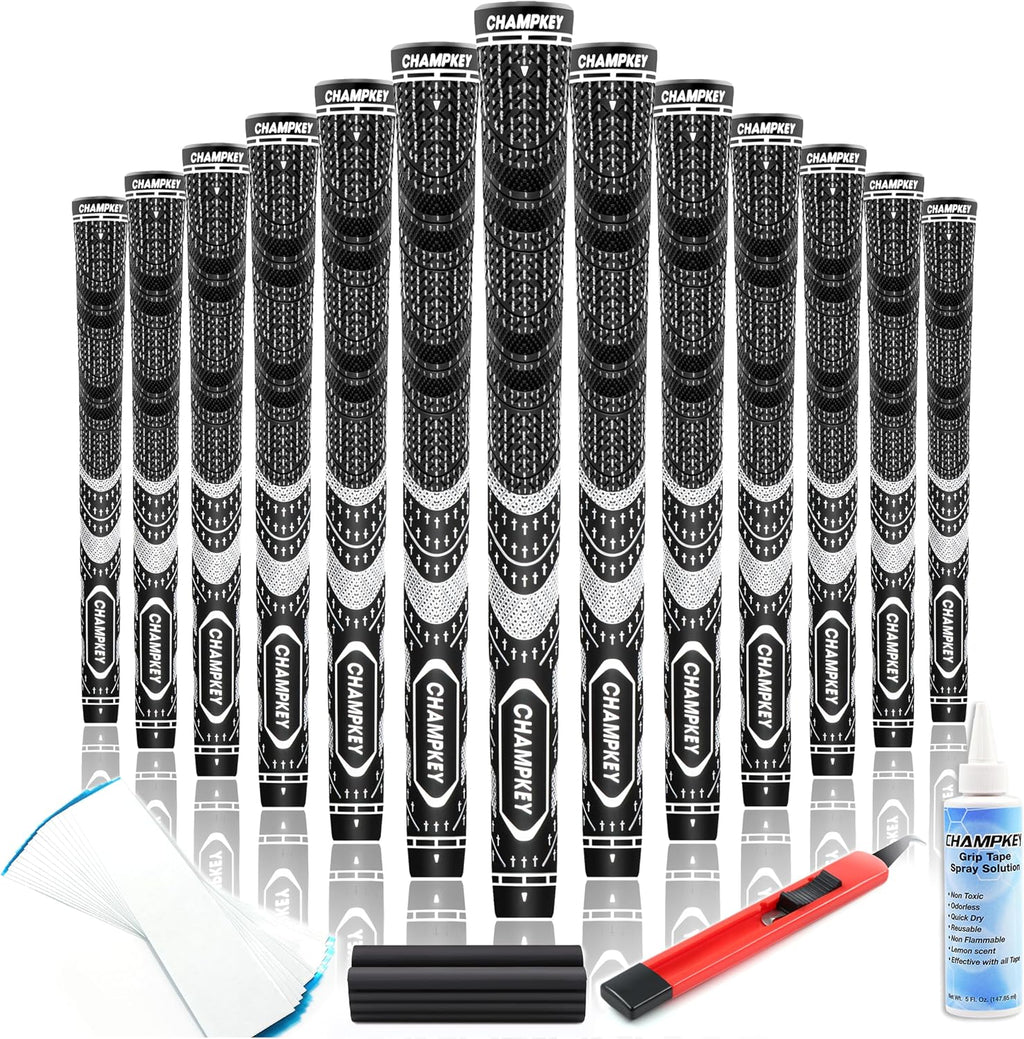 Premium Hybrid Golf Grips 13 Pack with All Repair Kits - All Weather Performance Golf Club Grips - High Traction and