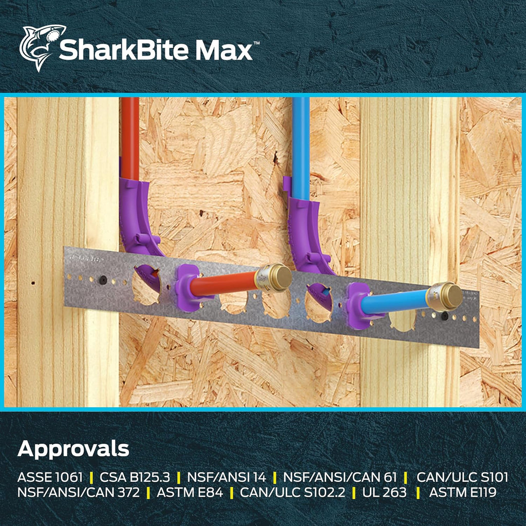 SharkBite Max 1/2 Inch Push Cap, Push to Connect Brass Plumbing Fitting, PEX Pipe, Copper, CPVC, PE-RT, HDPE, UR514A