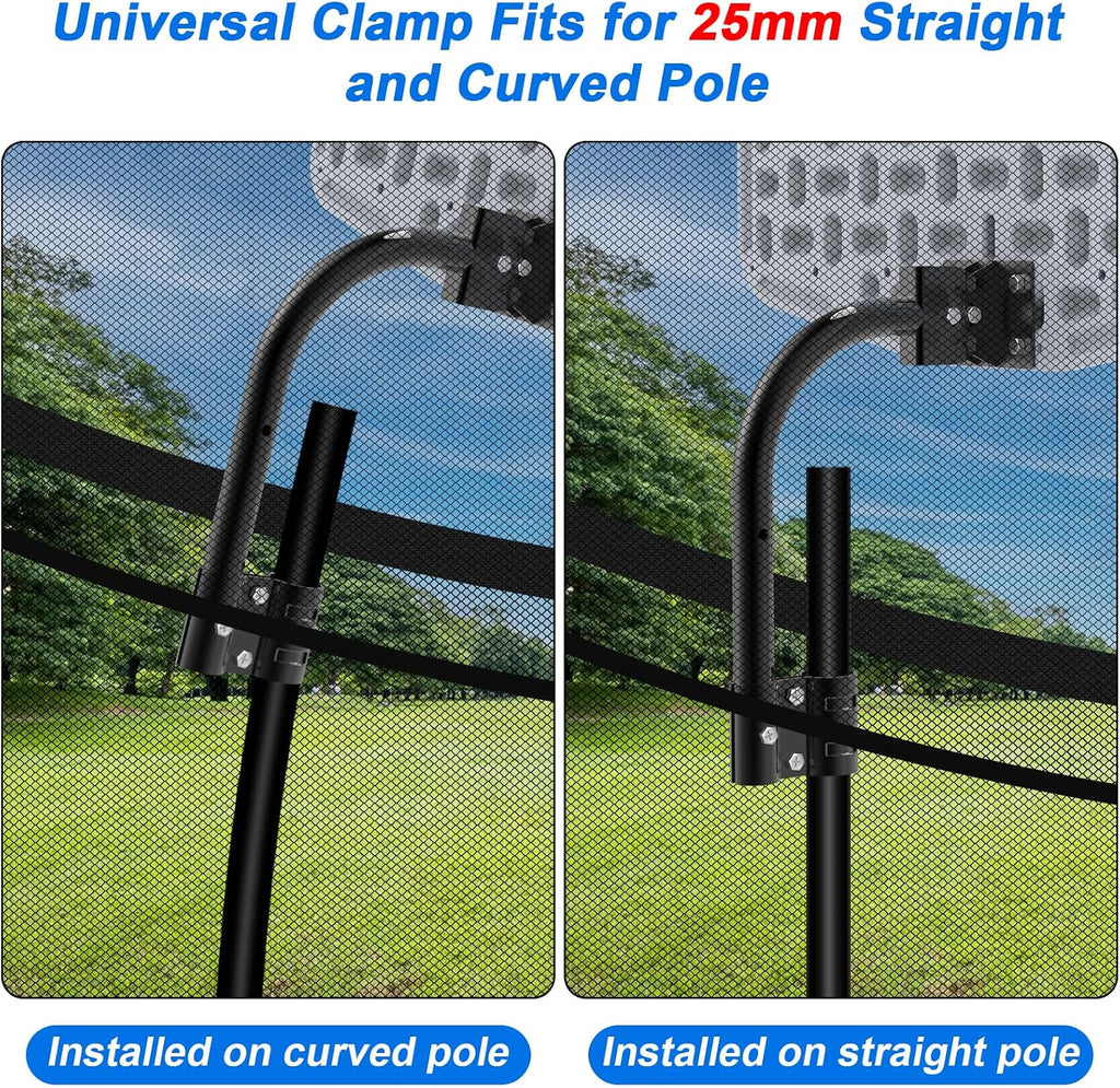 Solar Power Trampoline Basketball Hoop with Led Lights, Easy to Install Basketball Hoop Fit for 25mm Straight Pole &