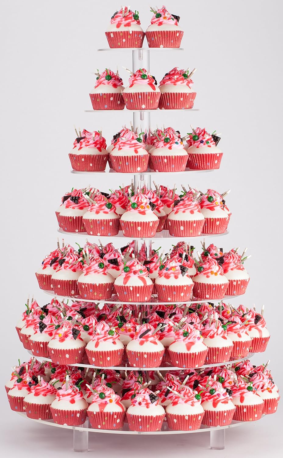 Large Cupcake Stand, 7 Tier Cupcake Tower Tree, Round Cupcake Display Stand, Tiered Cupcake Holder for Party,Clear