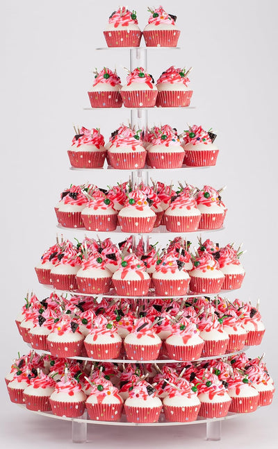 Large Cupcake Stand, 7 Tier Cupcake Tower Tree, Round Cupcake Display Stand, Tiered Cupcake Holder for Party,Clear