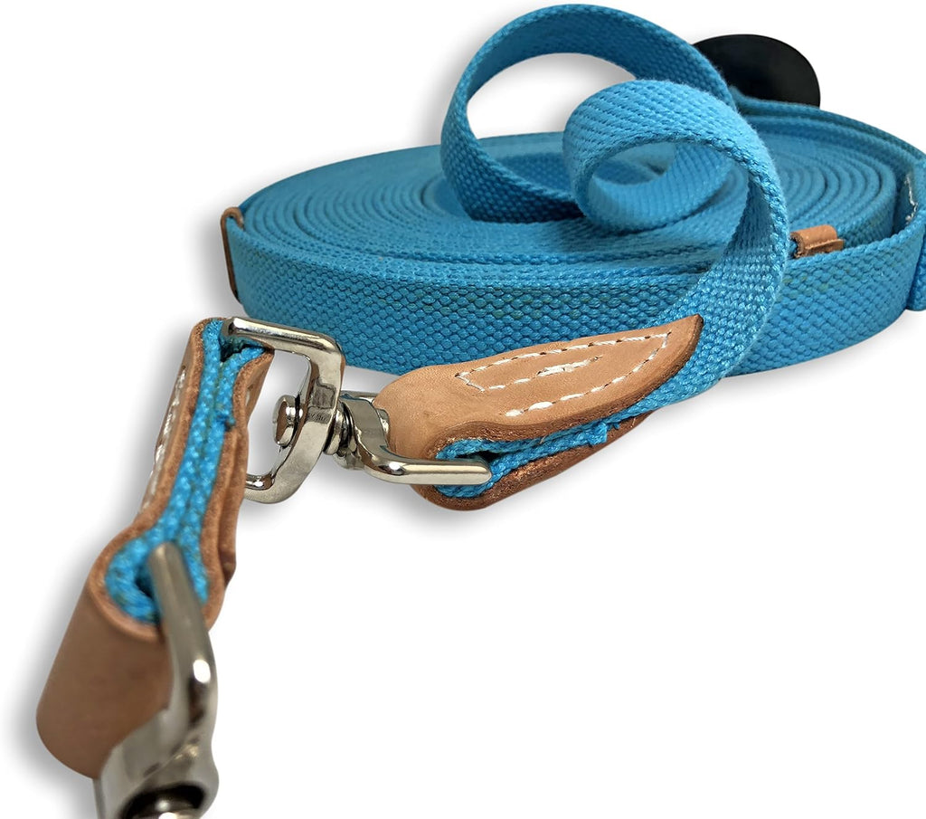 35' Flat Cotton Web Lunge Line with Bolt Snap & Rubber Stop - By Southwestern Equine (35', Turquoise)