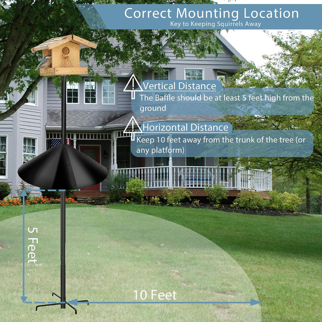 Squirrel Baffle for Bird Feeders Pole - 16 Inch Wide Cone Guard, Heavy Duty Chew Proof Baffle for Pole Mounted