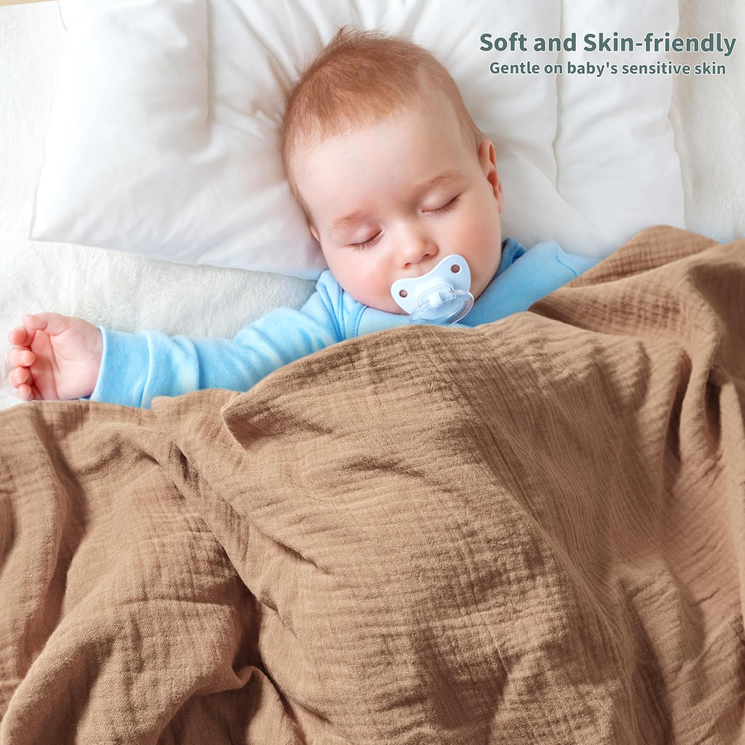 Muslin Swaddle Blankets for Newborn, 2 Pack Breathable Soft Receiving Blanket, Large 41 x 41 inches Swaddle Wrap