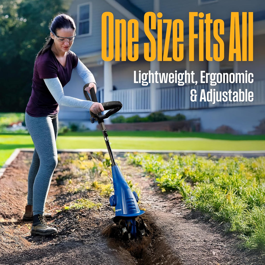6-Inch, 2.5 Amp Corded Electric Mini Tiller Cultivator for Gardening, Lightweight, 4 Steel Blades