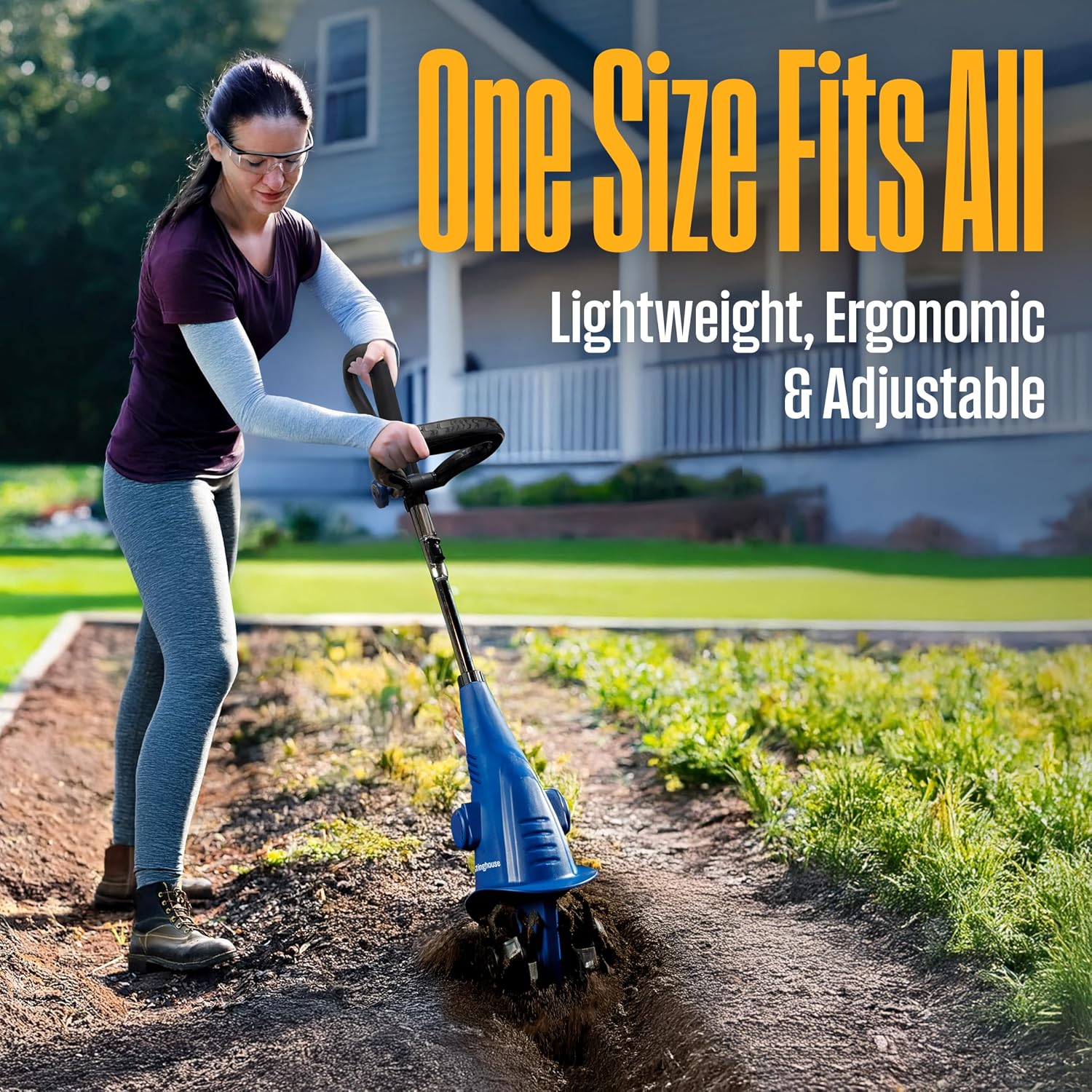 6-Inch, 2.5 Amp Corded Electric Mini Tiller Cultivator for Gardening, Lightweight, 4 Steel Blades
