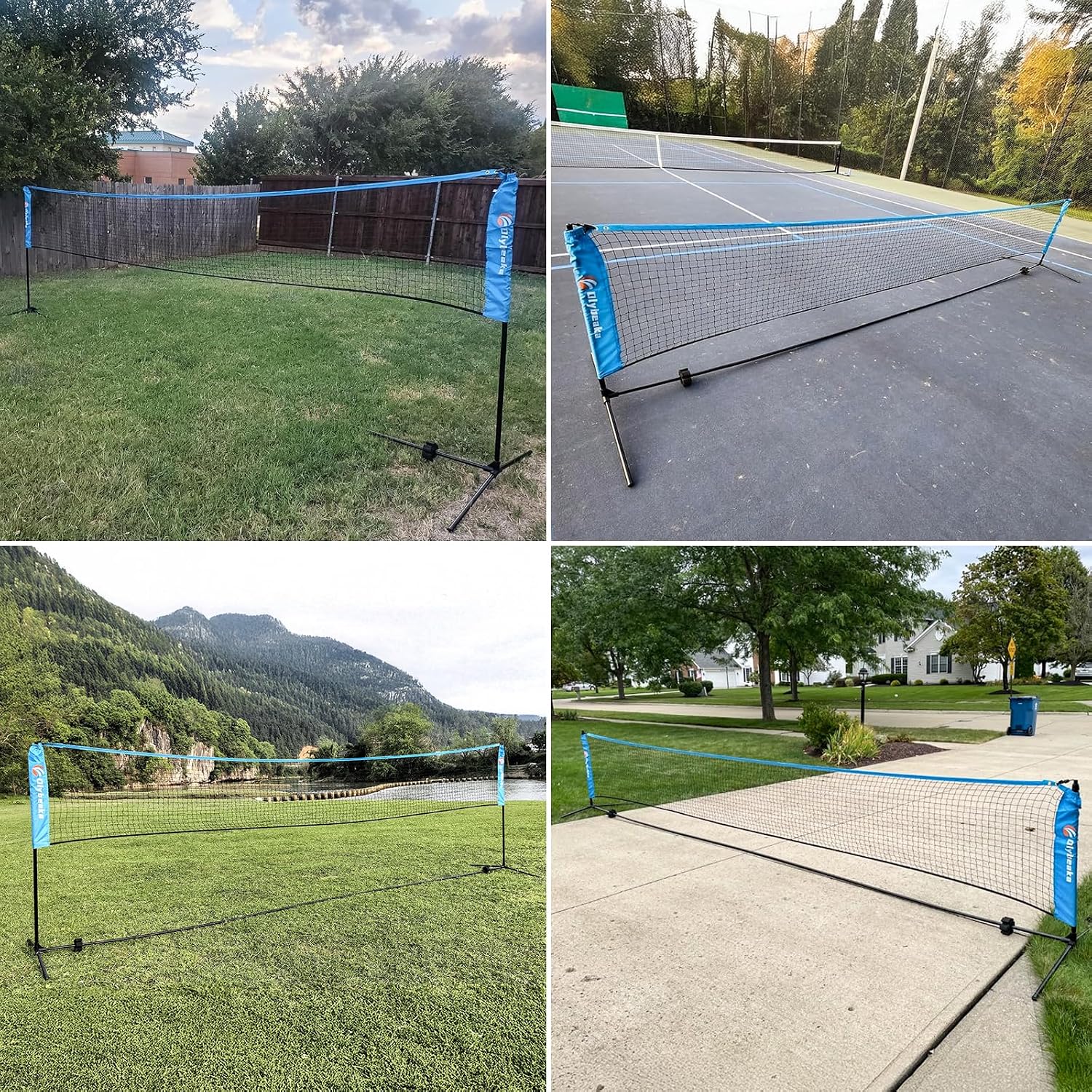 All-in-one Portable Badminton & Pickleball Net Set for Backyard Driveway | with Height Adjustable Poles, Durable Net