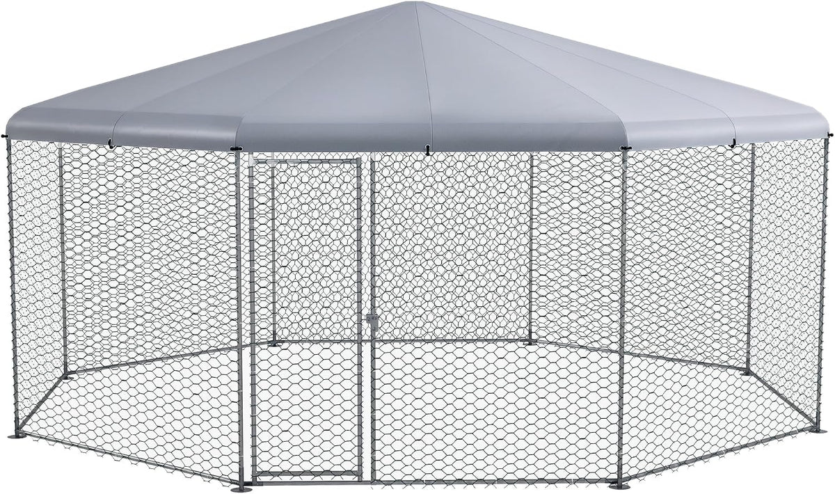 Large Chicken Coop Polygon Shaped Walk in Fence Cage 17.1'x15.7'x9'