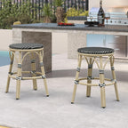 Bar Stools 25" Round French Set of 2 Backless Black